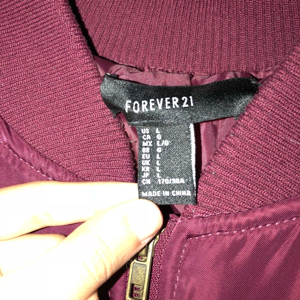 Burgundy bomber jacket